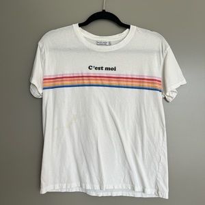 White Rainbow Stripe T-Shirt